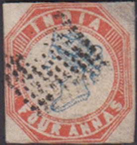 1854 4a, 2nd printing Head 2 Frame I, SG 19, cut quare, paper thining at 2 corners not aff