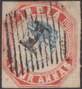 1854 4a, 4th printing Head 3 Frame 2, plate flaw under "O" of FOUR and under second "N" of