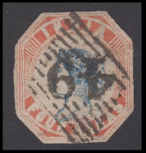 1854 4a red, with numeral "49" strike, type 4, cut to shape, used, Fine.