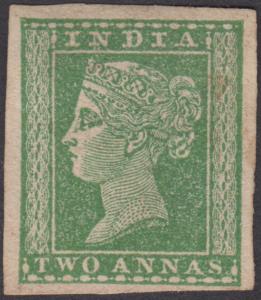 1854 2a green, SG 31, imperf, unused without gum as issued, good margins, cat £350, Fine.