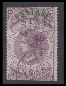 1866 QV 6a Purple, SG 66 (Type 15), with “POSTAGE” ovpt., used, £150, Fine.