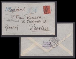 1900 Registered cover to Germany franked with QV 12a purple/red, SG 100 to Germany, postal