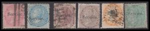 1866 Officials, QV ½a, 8p, 1a, 2a & 4a ovpt. "Service", wmk. Elephant's Head, used, Fine.
