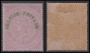 1866 Fiscal ½a, mauve ovpt. "SERVICE POSTAGE" in semi-circle in green, SG O19, mint, cat £
