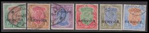 1912-13 Official KGV set of 6, 1R to 25Rs, ovpt. ”SERVICE”, single star, SG O91-96, £700, 