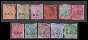 1900-04 QV complete set of 10 ovpt. C.E.F., SG C1-10, used, £130, Fine.