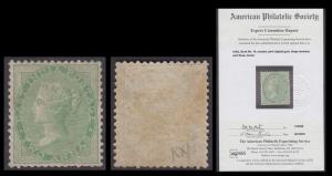 1854-56 EI QV, 2a yellow green, unused, SG 50, prepared for use, but not officially issued