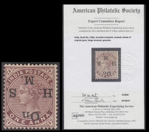 1883-99 QV 1a brown-purple, error ovpt. "On H.M.S." inverted, SG O40a, mint, cat £800, APS