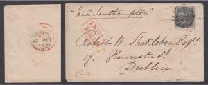 1858 single weight letter from Calcutta 7 Dec to Dublin 22 Jan 1859. 4A paid the single ra