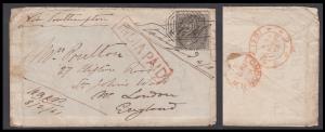 1861 Single Weight letter from Calcutta 8 February to London 21 Mar. 4A paid the single ra