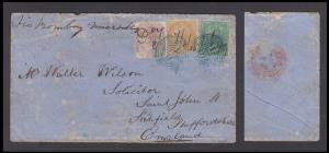 1863 single weight letter from Calcutta 7 Apr to Litchfield 6 May. 6A8p paid the single ra