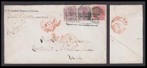 1871 letter from Calcutta 13 Oct via Brindisi, via London 2 Nov via New York 24 Nov to Det