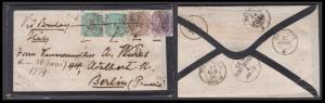 1874 single weight paid “mourning” letter from Calcutta 30 June via Bombay Sea Post Office