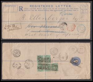 1894 PS RE PV# RE2 to French Guinea, West Coast of Africa redirected to Goree, Senegal wit