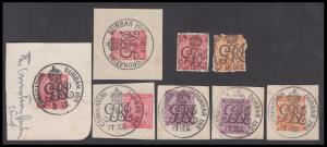 1911 KGV group of 6 stamps pasted on piece of paper tied by "CORONATION DURBAR 1911" picto