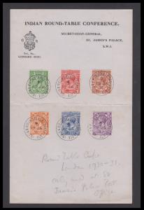 1931 KGV 6 values (UK Stamps) 1/2 to 3d, on "Indian Round Table Conference", Secretariat-G