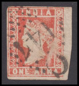 India used in French India, 1854 1a red, Die I with "C/147" clear strike, used, Fine.
