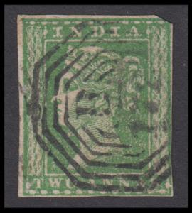 1854 Lithograph used in Straits Settlements Singapore, 2a green tied by "B/172" cancel, cl