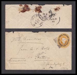1892 India used in Tranquebar, Danish Settlement, QV 2a 6p stationery used from Tranquebar