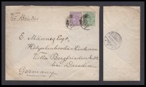 1903 India used in Tranqebar, Danish Settlement, Cover bearing QV 2a & 1/2a tied by Tranqu