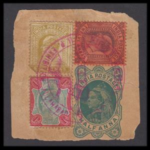 1911 First Aerial Post UP-Allahabad Naini Flight special cancel on part QV ½a piece of pos