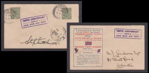 1929 Airmail, First successful Trans-Atlantic flight signed by Stephen Smith, tear at midd
