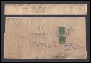 1947 "DAMAGED BY IMMERSION/IN SEA WATER" boxed strike on O.H.M.S. cover franked with KGVI 