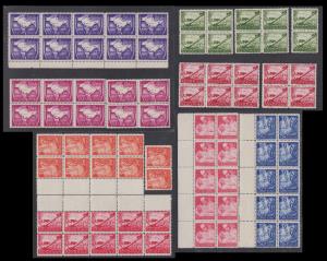1943 Azad Hind, Set of 8 with perf, 10 Stamp each in the form of blocks or pairs, 1a + 1a 