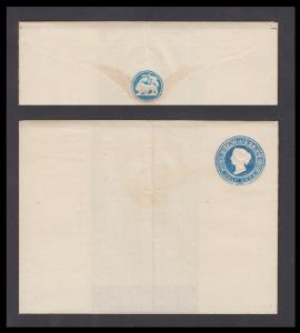 1857 QV PS Letter Sheet, 1/2a blue on yellowish to white laid paper, Die 3, PV# LS1, mint,