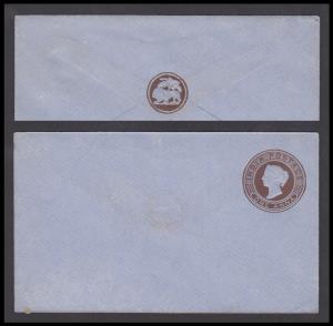 1871 QV PSE 1. brown on blue laid paper with brown seal on flap, Die?, PV# EN5, flap stuck