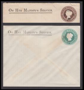 1895 QV PS Official PSE, 1/2a green on thin white laid paper, ovpt. "On H M S", PV# OEN1, 