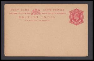 1907 KED VII PS PC, 1a carmine on buff, PV# PC18, mint, fine, 1921 KED VII 1 1/2a in black