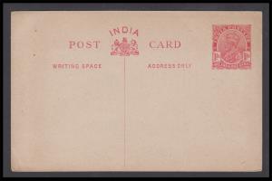 1922 KGV PS PC, 1 1/2a carmine on buff, PV# PC35, Mint, Fine, Scarce.