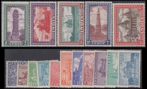 1949-52 Archaeological series simplified set of 16, 9p to 15Rs, SG 309-24, superb white gu