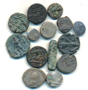 Assorted Lots (14), Mauryan Empire, Punch Marked, Silver Karshapana, obv: three human figu
