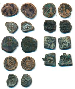 Assorted Lots (9), Indo-Greeks, Apollodotus I, obv. elephant, rev. bull; Sunga Period, Cas