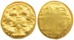 Vijayanagar, Achyuta Deva Raya, Gold Pagoda, 3.40g, obv. Gandabherunda (2-headed mythical 