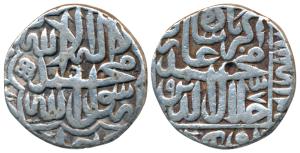 Akbar, Silver Rupee, 11.10g, Dar-ul-Khilafat Agra Mint, AH 975, Kalima type (KM 80.1A). Ve
