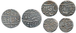Silver Rupee (3), Akbar, Ahmedabad Mint, Ilahi type, Month Aban, Year 44; Aurangzeb, Silve