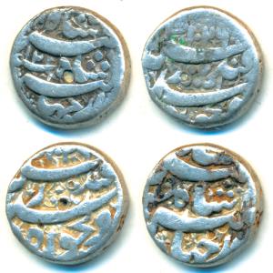 Jahangir, Silver Rupee (2), Qandhar Mint, AH 1026/12 and 102X (KM 142.2). About Very Fine.