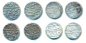 Aurangzeb, Silver Rupee (4), Dar-ul-Khair Ajmer Mint, AH 1118/50 (2); Mustaqir-al-Khilafat