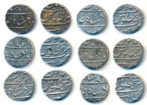 Muhammad Shah, Silver Rupee (6), Khambayat Mint, AH 1148/18, 116X/31, 1160/30 and 114X/19 