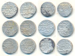 Muhammad Shah, Silver Rupee (6), Dar-al-Khilafat Shahjahanabad Mint, Sahib-i-Qiran type, v