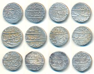Muhammad Shah, Silver Rupee (6), Dar-al-Khilafat Shahjahanabad Mint, Sahib-i-Qiran type, v