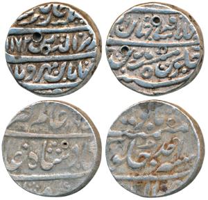 Alamgir II, Silver Rupee (2), Allahabad Mint, AH 1167/Ahd; Shahjahanabad Mint, AH 1172/5. 