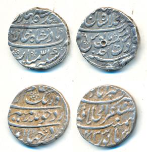 Silver Rupee (2), Aurangzeb, Mustaqir ul-Khilafat Akbarabad Mint, RY 43; Ahmed Shah Bahadu