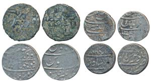 Silver Rupee (4), Aurangzeb, Khambayat Mint, AH 1088; Jahangirnagar Mint, complete mint na