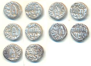Ram Singh (AH 1251-1298, 1835-1880 AD), Silver Rupee (5), with the name of George V, VS 19