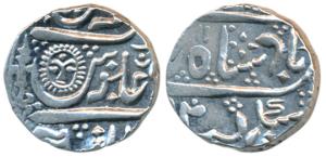 Tukoji Rao II (AH 1261-1304, 1844-1886 AD), Silver Rupee, 11.16g, Malharnagar Mint, sun fa