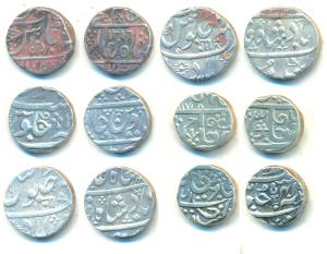 Silver Rupees (6), Baroda (2), Anand Rao, Ahmedabad Mint with Ankush and Devnagari ‘Ga’, i